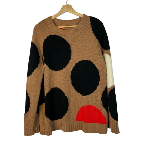 Boutique Brown Ginger Large Dot Crewneck Pullover Sweater M - Picture 1 of 3